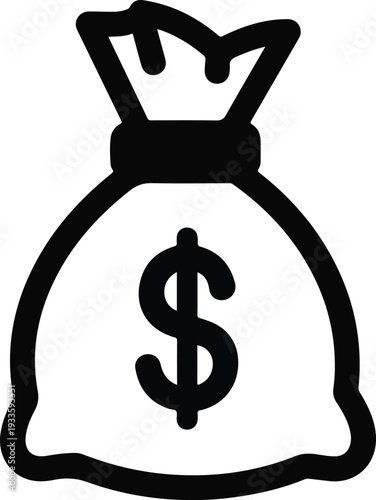 Money Bag Icon with Dollar Sign - Symbol of Wealth and Financial Success
