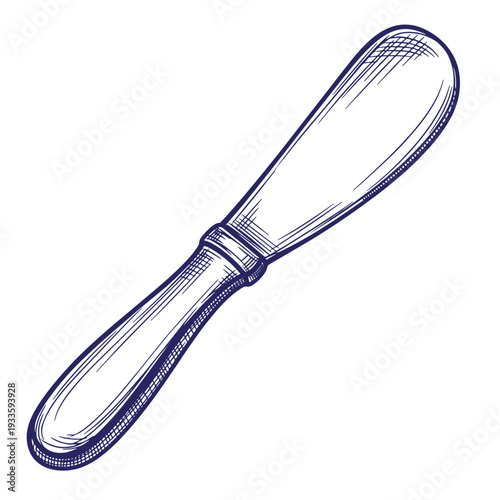 Vintagestyle illustration of a butter knife with intricate design and handle  elegant flatware drawing