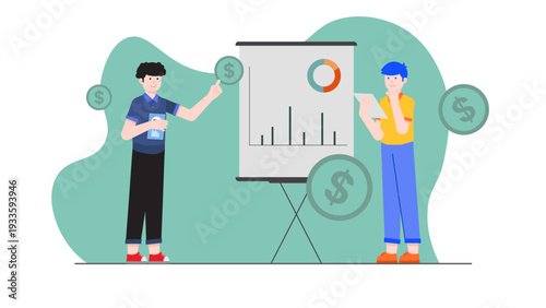 Finance professionals reviewing financial charts and dollar symbols during an internal budget audit process