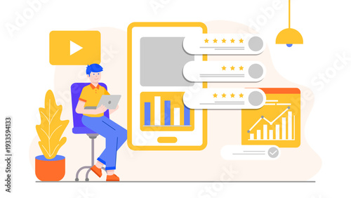 A marketing manager analyzing social media performance and ratings