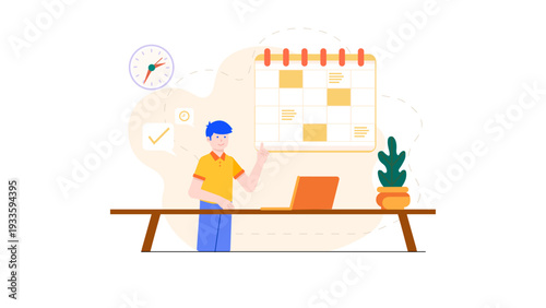 A remote professional planning work tasks on a large calendar for a weekly sprint