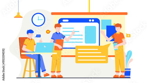 A professional product team collaborating in a workspace to prioritize and manage user feedback and features