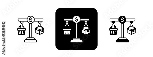 Supply Demand  Solid color and black line drawing vector illustration set