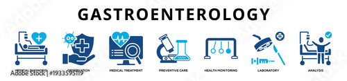 Glyphcolor - Gastroenterology web banner icon vector illustration concept