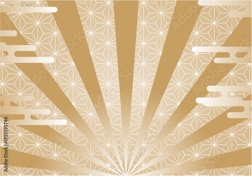 黄金の和柄の集中線の背景素材