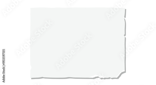 A single rectangular piece of white paper with slightly torn edges is positioned centrally against a clean white background.