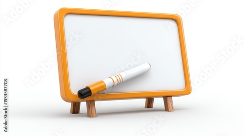 Minimal 3d whiteboard icon with presentation pointer, isolated on white