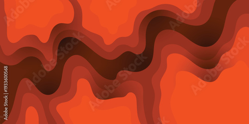 Abstract colorful orange dynamic wavy layers papercut style background