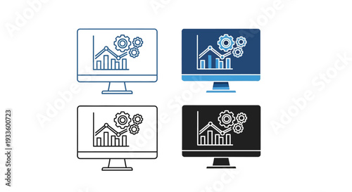 Predictive analytics icon set collection in flat style. Icon pack contains forecast, model, algorithm, trends, data, insights, pattern, analytics, future