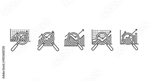 Predictive analytics icon set collection in flat style. Icon pack contains forecast, model, algorithm, trends, data, insights, pattern, analytics, future