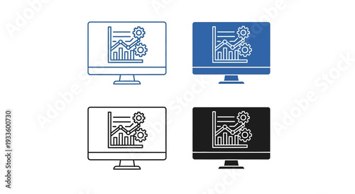 Predictive analytics icon set collection in flat style. Icon pack contains forecast, model, algorithm, trends, data, insights, pattern, analytics, future