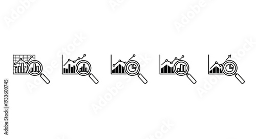 Predictive analytics icon set collection in flat style. Icon pack contains forecast, model, algorithm, trends, data, insights, pattern, analytics, future