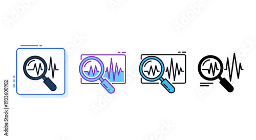 Predictive analytics icon set collection in flat style. Icon pack contains forecast, model, algorithm, trends, data, insights, pattern, analytics, future