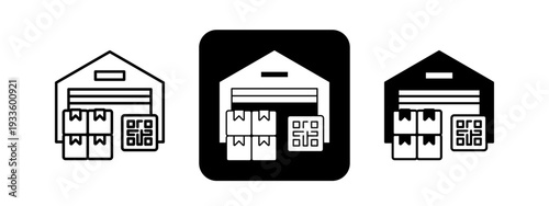 Warehouse Stock  Solid color and black line drawing vector illustration set