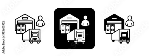 Supply Chain  Solid color and black line drawing vector illustration set