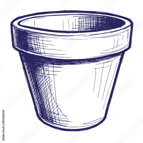 sketch of empty flower pot with lines and shading  simple drawing of a pot