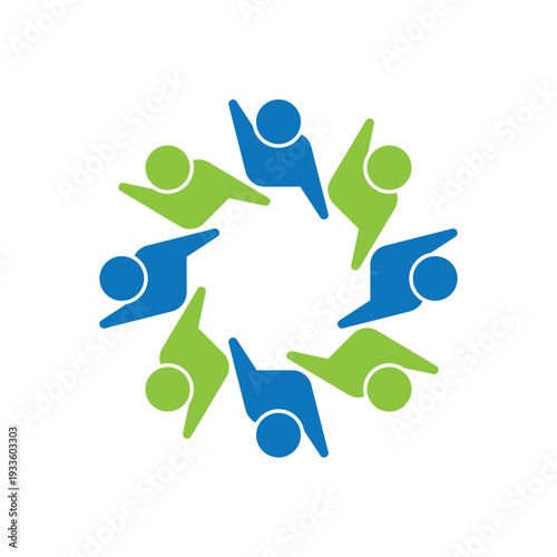 rotating successful people community logo design