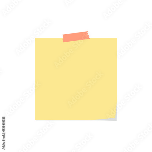 マスキングテープ でとめた黄色のメモ用紙　影あり