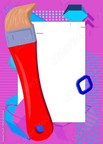 Brush geometrical graphic retro theme background. Minimal geometric elements. Vintage abstract shapes vector illustration.