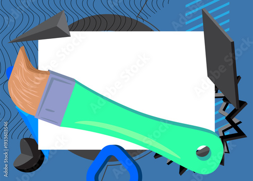 Brush geometrical graphic retro theme background. Minimal geometric elements. Vintage abstract shapes vector illustration.