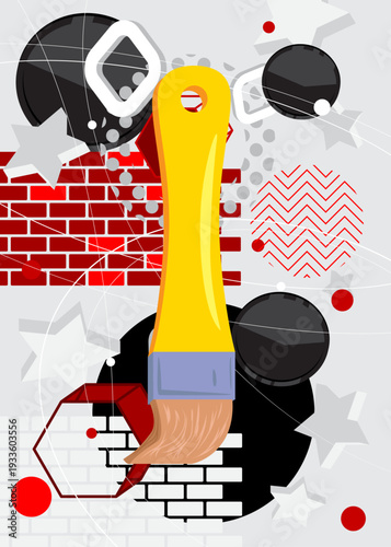 Brush geometrical graphic retro theme background. Minimal geometric elements. Vintage abstract shapes vector illustration.