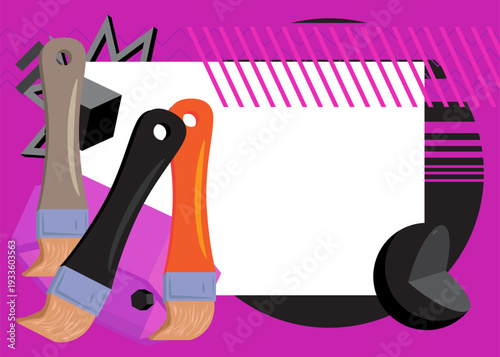 Brush geometrical graphic retro theme background. Minimal geometric elements. Vintage abstract shapes vector illustration.