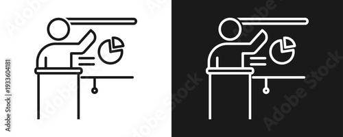 Lecture Icon Set Outline In White And Black Background