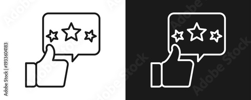 Appreciation Icon Set Outline In White And Black Background