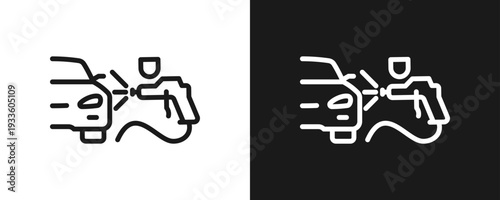 Painting Icon Set Outline In White And Black Background