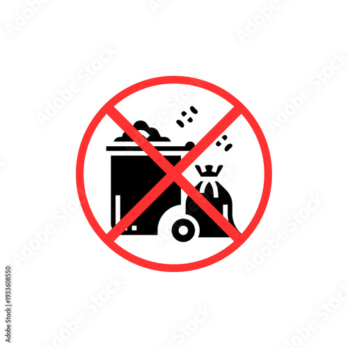 No Littering Prohibition Sign Vector Icon - Stop Illegal Dumping and Waste Disposal Symbol