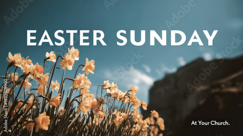 Church invitation poster with Easter Sunday and At Your Church text
