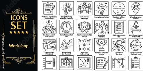 Collection of various business and technology icons displayed in a grid layout on a digital interface