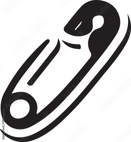 A bold, hand-drawn vector illustration of a safety pin, symbolizing utility, DIY punk culture, and social solidarity.