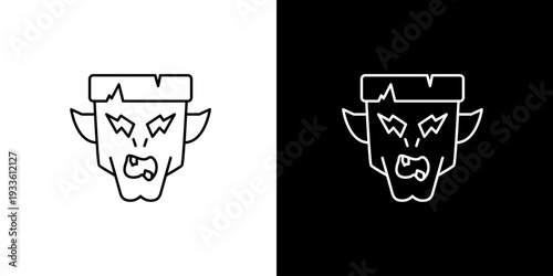 Vector line art icon of a snarling fantasy creature head. Perfect for gaming UI, app design, and digital media