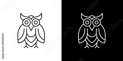 Elegant Minimalist Owl Line Art Icon Design Representing Wisdom, Knowledge, and Education Concepts in Modern Graphics