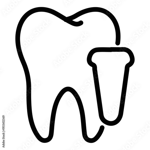 Dental tool and tooth illustration icon representing dental care and oral hygiene
