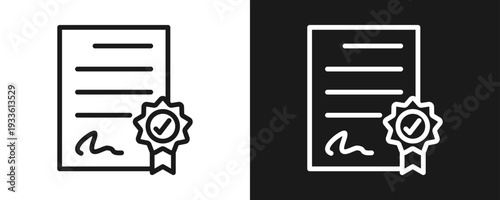 Patent Icon Set Outline In White And Black Background
