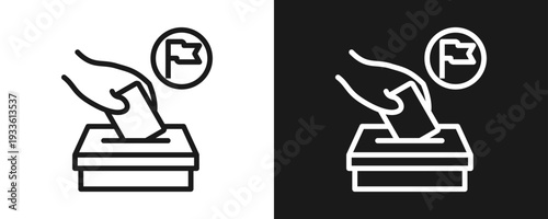 Board Of Directors Election Icon Set Outline In White And Black Background