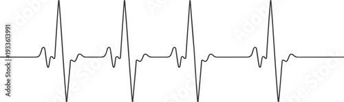 ECG heartbeat line waveform illustration isolated on white background, electrocardiogram pulse graph medical monitoring concept, cardiology health care and emergency design element