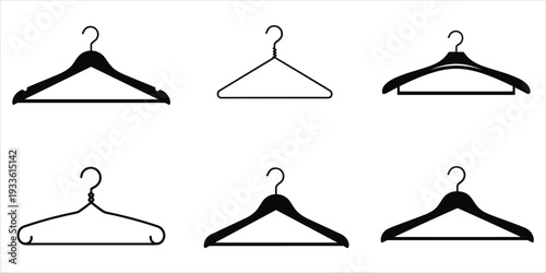 Assortment Of Black Clothes Hangers In Different Styles And Designs garment hanger clothing