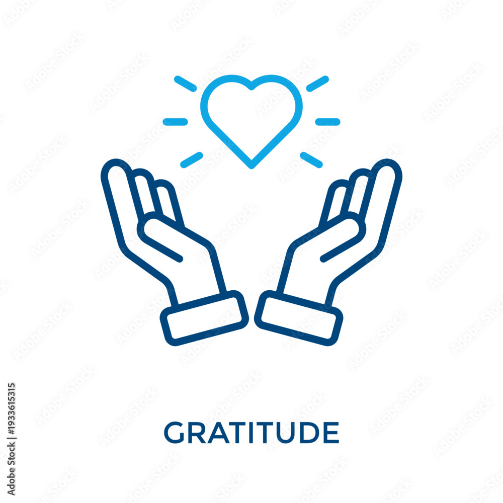 Fototapeta premium Gratitude Icon Outline Color Style. Vector Illustration For Graphic Design