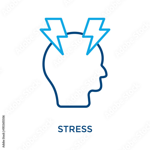 Stress Icon Outline Color Style. Vector Illustration For Graphic Design