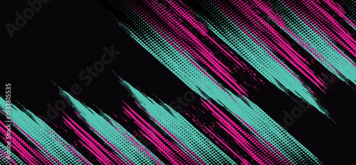 Car sticker wrap banner abstract sporty lines pink blue greenish grunge color combination brush storm thunder modern pattern racing motorsport.
