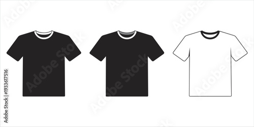 Three t-shirt icons two black and one white on a white background tshirts shirts