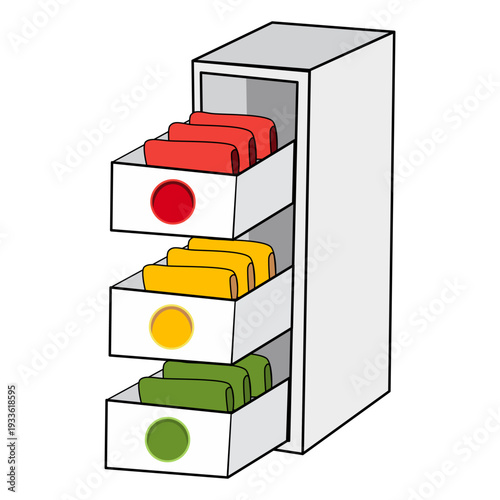 Illustration of a Three-Drawer Organizer