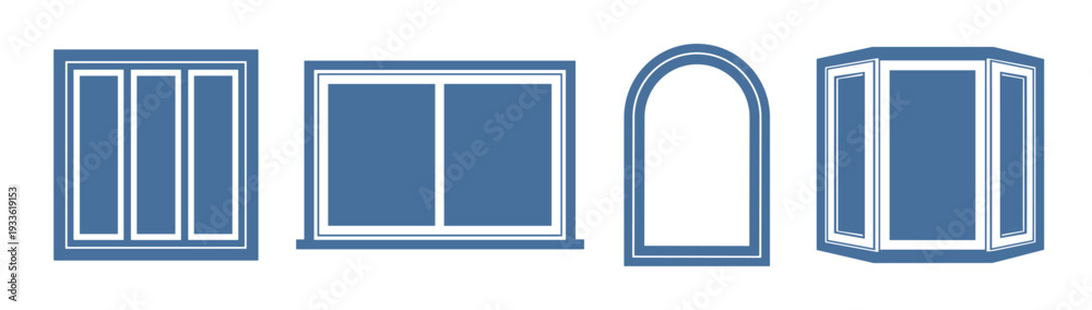 Fototapeta premium Window vector collection, different types of window frames for architectural and interior design