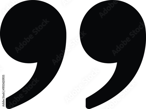 Pair of black double quotation marks on white background in minimalist typographic style punctuation