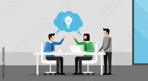 Three Business Professionals Discussing Idea Together.