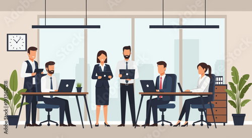 Business Professionals Working in Modern Office.