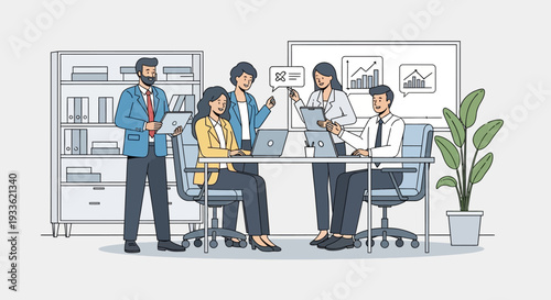 Group of Business Professionals Discussing Project.